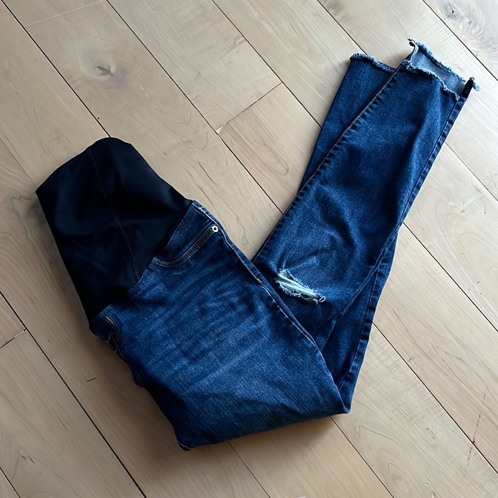 Isabel Maternity by Ingrid & Isabel Dark Blue Skinny Jeans with Black Panel